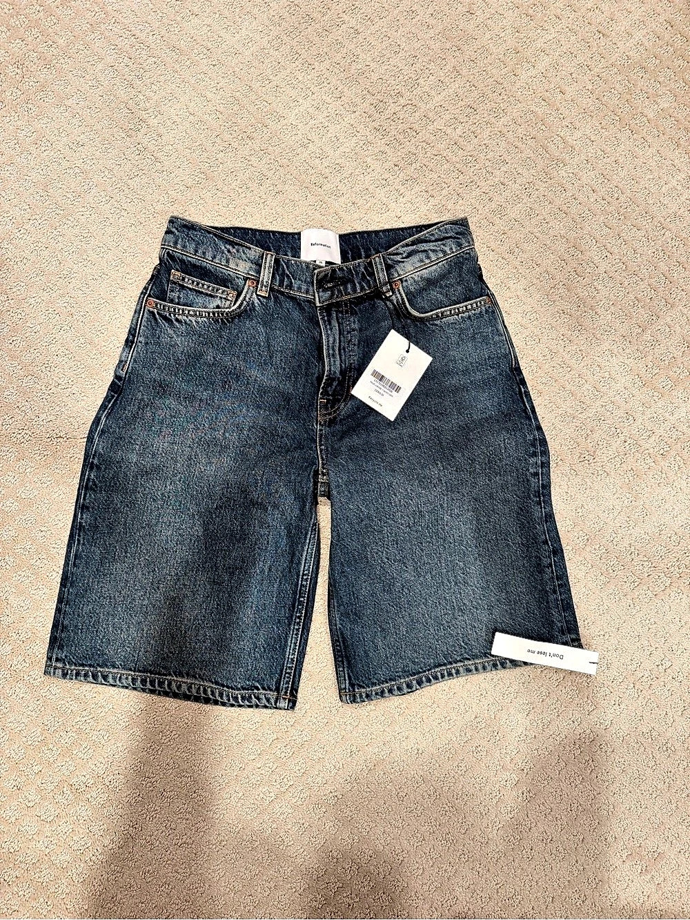 Reformation Finley Low Rise 11" Baggy Jorts Blue Waist 26 NWT